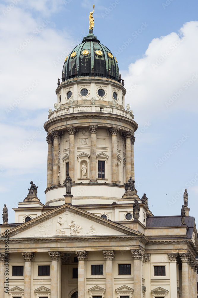 beautiful French Cathedral at famous touristic square Gendarmenmarkt in Berlin