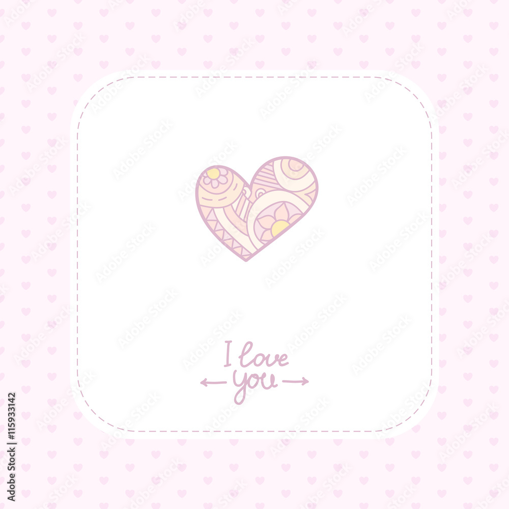 Valentine's Day doodles. Romantic hand drawn elements.Vector. Valentines day card