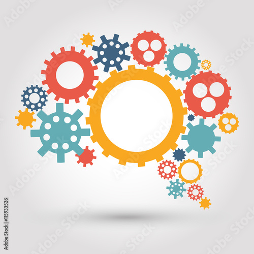 Infographic Design Gears, Brain, Idea, Creativity, Thinking - vector eps10