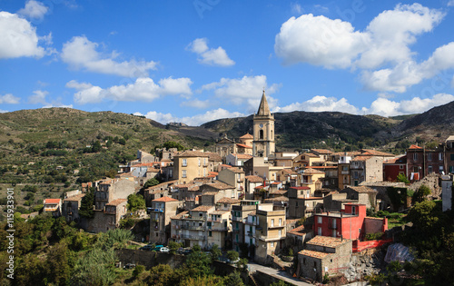 View of mountain village Novara di Sicilia, Sicily, Italy 