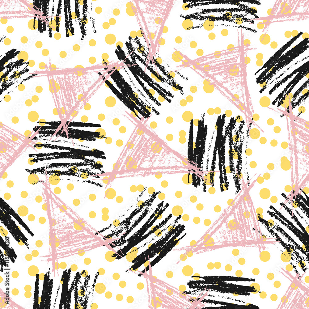 Seamless pattern with grunge textures. Hand drawn fashion hipster ...