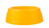 empty yellow bowl for animals. Plate for eating cats and dogs isolated on a white background