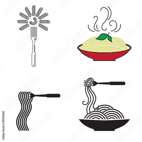 Spaghetti or noodle simple vector icons