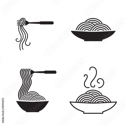 Spaghetti or noodle simple vector icons