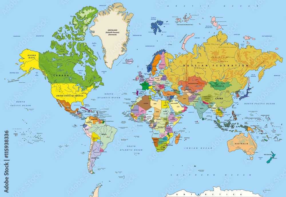 Printable World Map With Capitals Printable World Map With Capitals