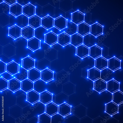 Abstract molecule of DNA. Neon style background