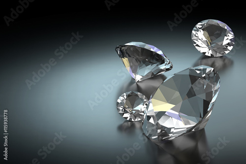 Diamond on Black Background  3D Rendering
