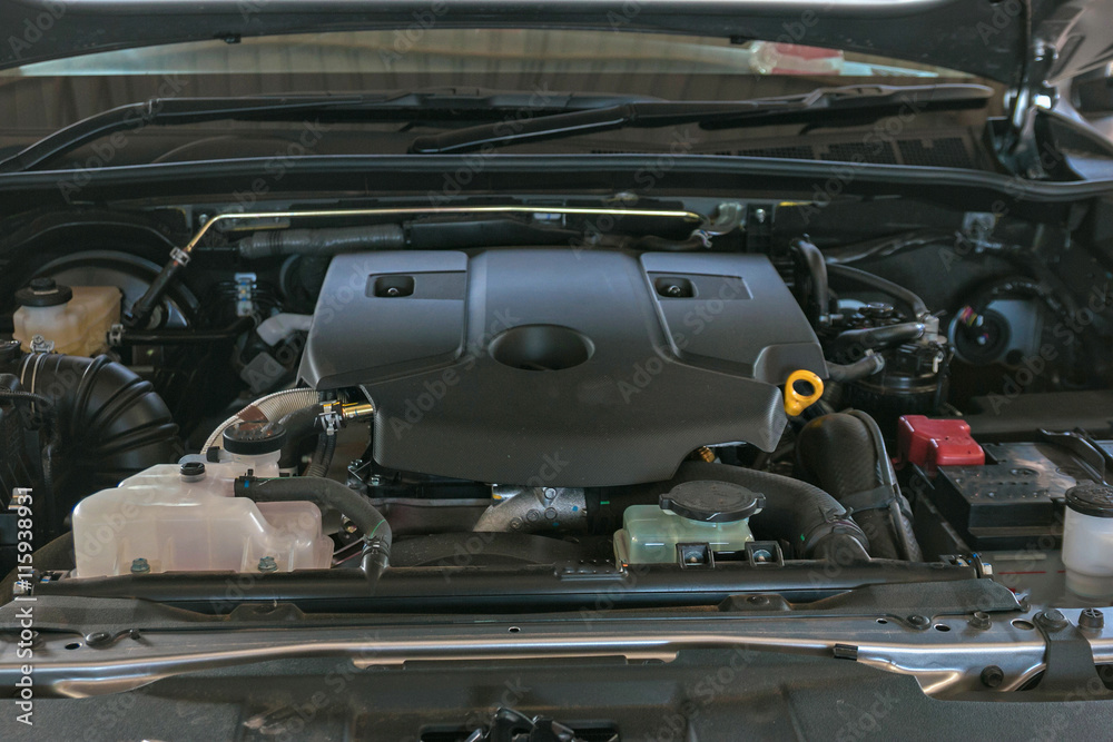 Fototapeta premium Close up detail of new car engine