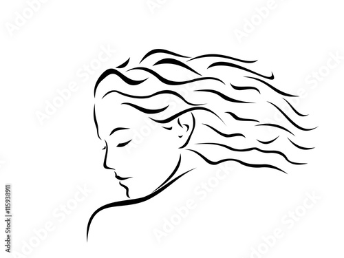 Blowing hair woman's head