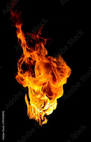 Fire flames on a black background © hideto111