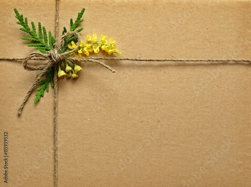Cardboard tied with small w...