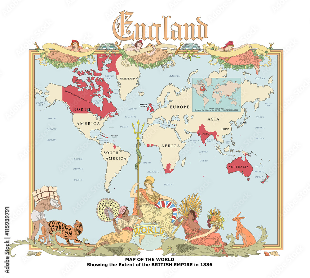 Vector map of British Empire in 19th centure