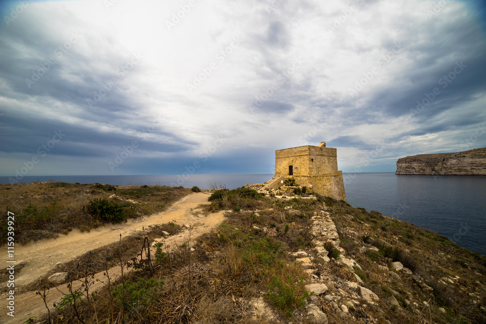 Xlendi Tower on Gozo island, Malta