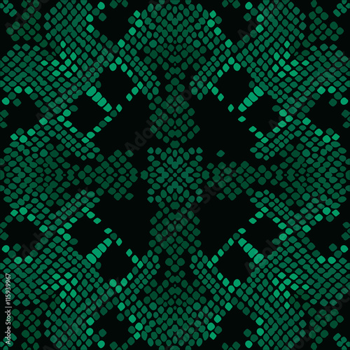 Reptile skin green vector texture. Emerald green tone colors snake pattern ornament for textile fabric. Artificial reptile leather pattern.