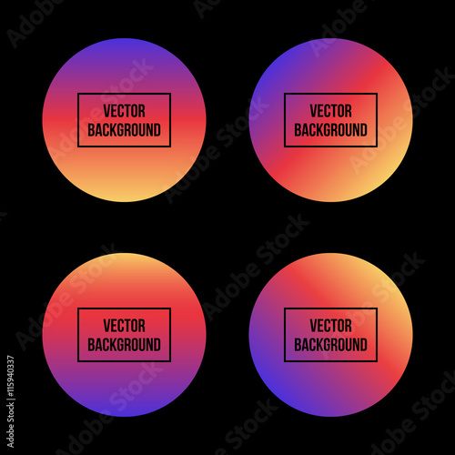 Vector design elements, trendy colorful gradient background set, collection. Instagram inspired.