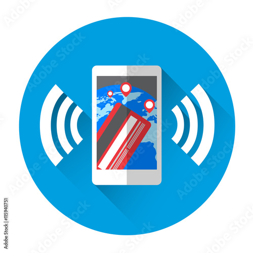 Mobile Payment Cell Smart Phone With Credit Card Icon