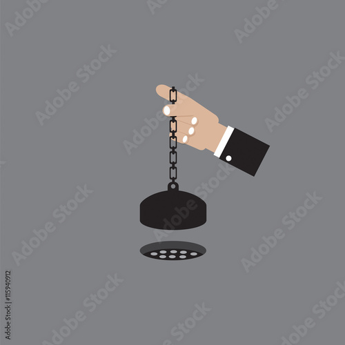 Bathroom Plug With Chain Vector Illustration.