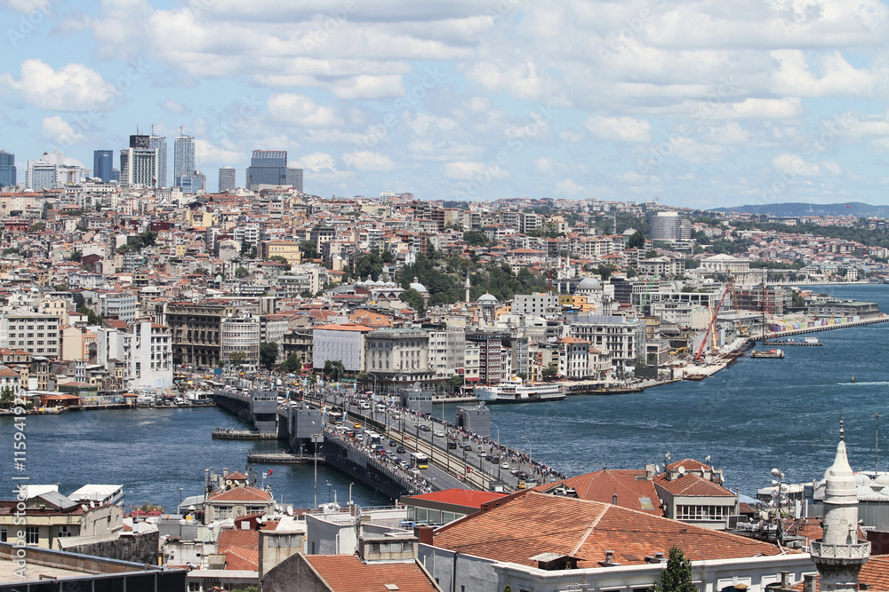 Galata Bridge and Karakoy district in Istanbul city