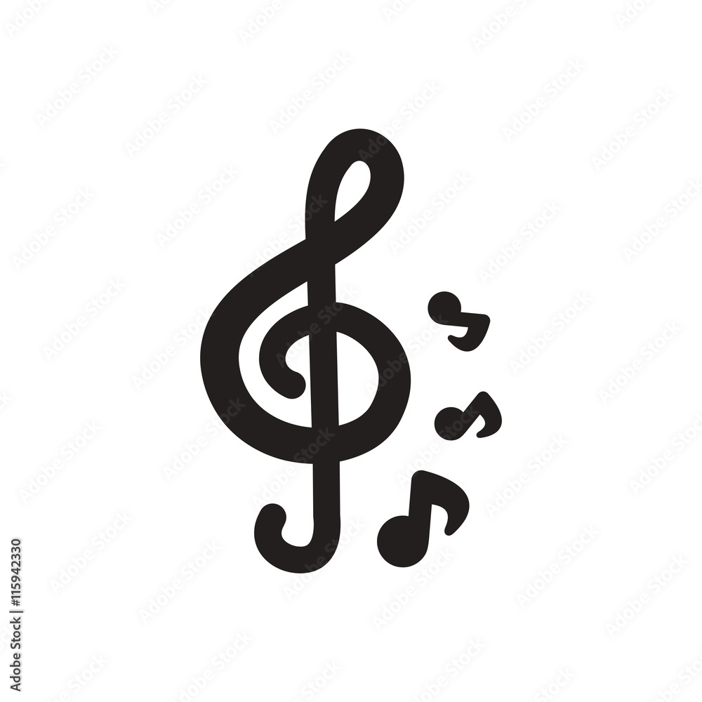 black vector icon on white background music note black vector icon on white background music note