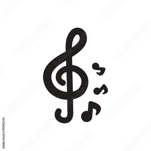black vector icon on white background music note