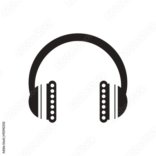 black vector icon on white background music headphones