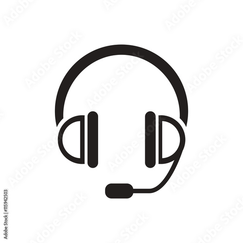 black vector icon on white background music headphones