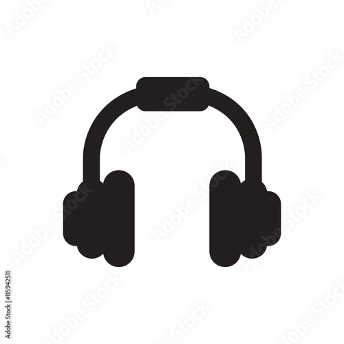 black vector icon on white background music headphones