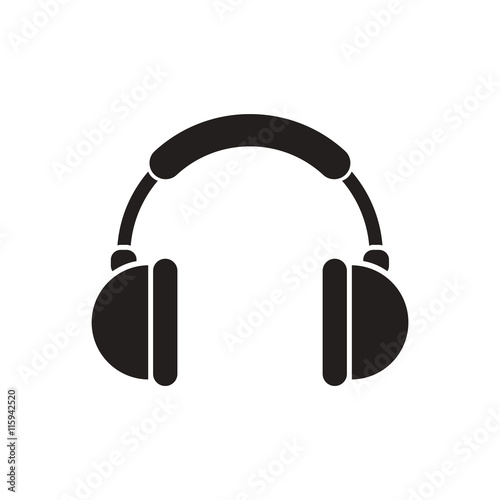 black vector icon on white background music headphones