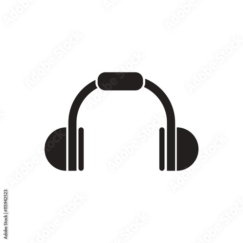 black vector icon on white background music headphones