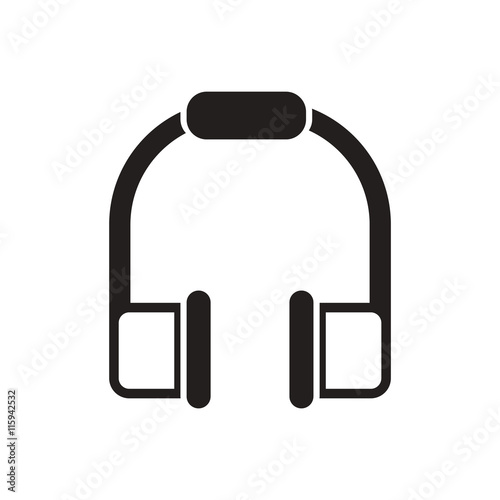 black vector icon on white background music headphones