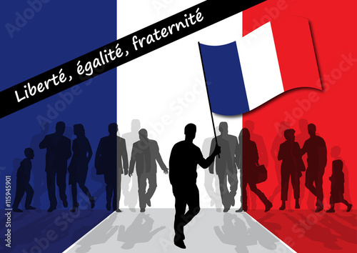 France remembering terrorism victims next to the French creed: freedom, equality and fraternity