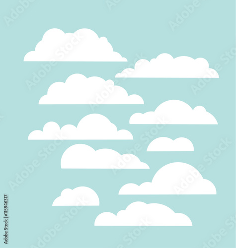 Set of blue sky, clouds. Cloud icon, cloud shape. Set of differe