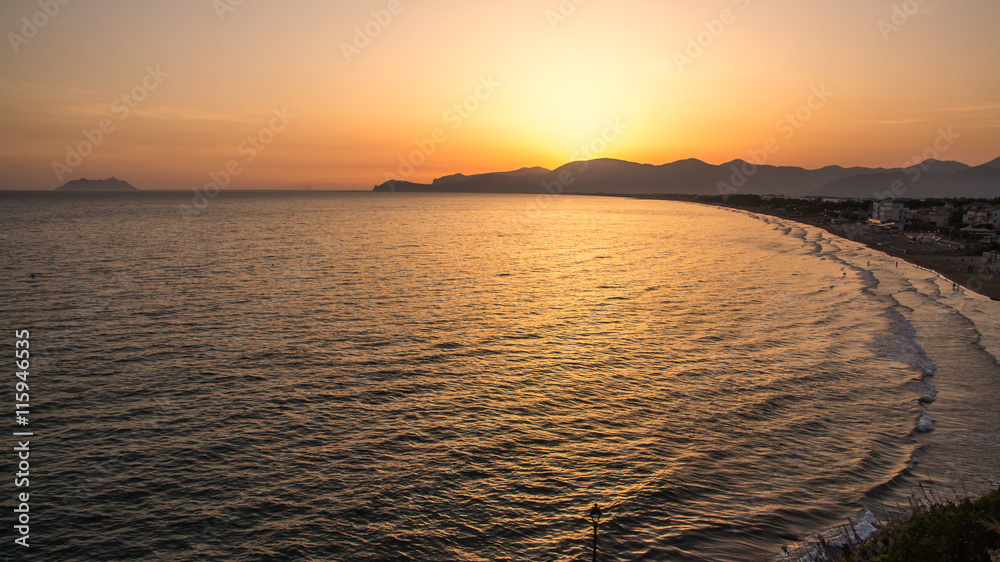 sunset on the beach of Sperlonga, Italy sunset on the beach of Sperlonga, Italy