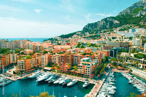 Luxury yachts in the bay of Monaco, France..