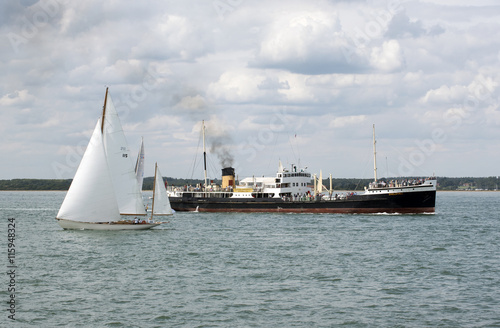 Canvas Print Steamship underway on The Solent England UK -  The old steamship Shieldhall and