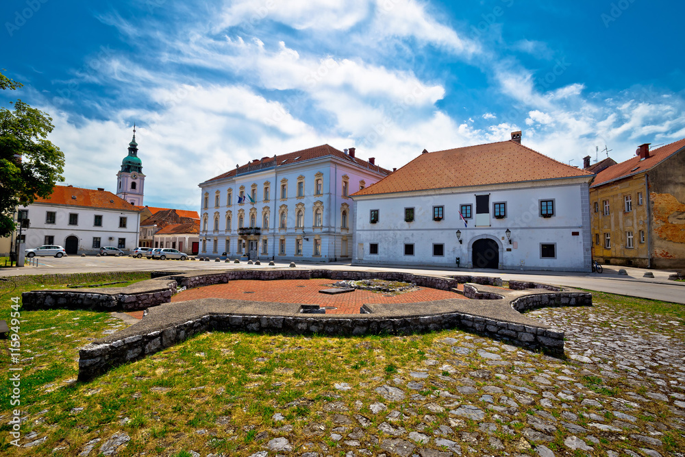 Town of Karlovac church and square view Town of Karlovac church and square view