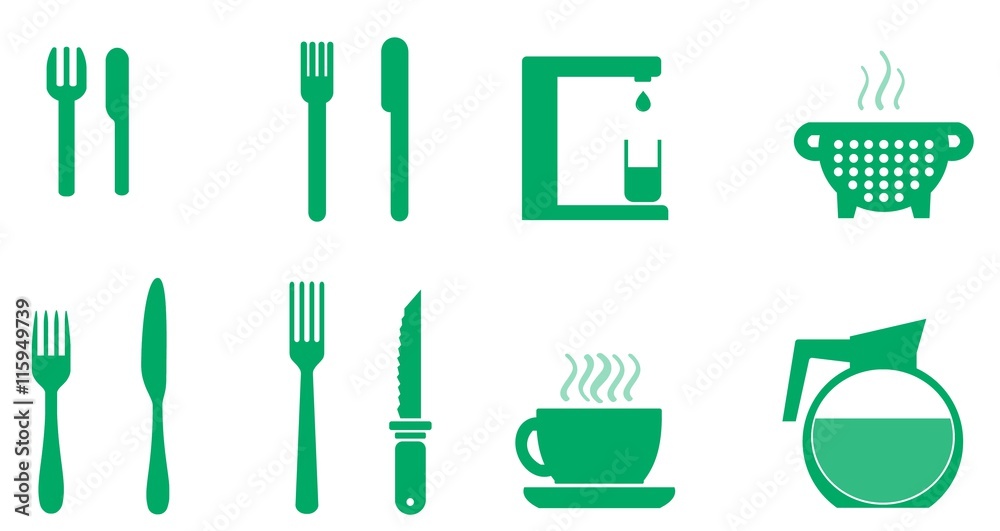 Fototapeta premium Cuisine en 8 icônes