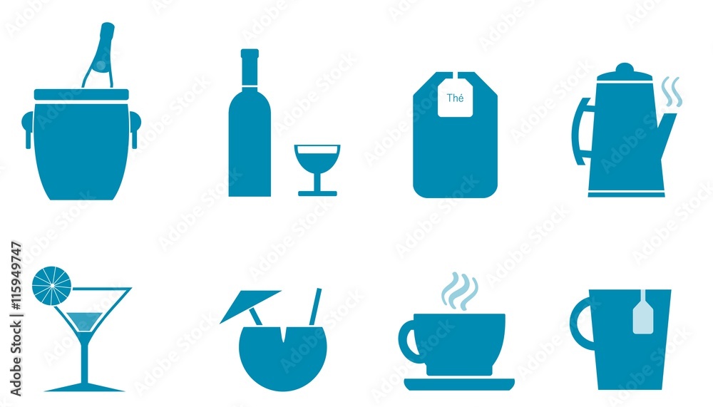 Boissons en 8 icônes Boissons en 8 icônes