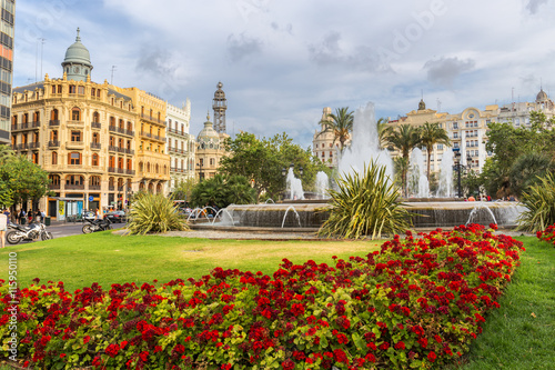 Valencia City Hall Square with Casa Ferrer and Noguera buildings