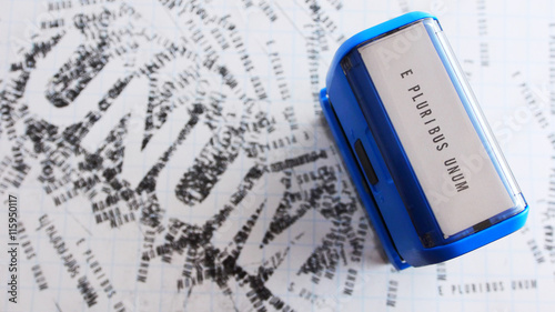 E pluribus unum. Latin phrase for 