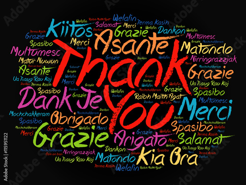 Thank You Word Cloud background, all languages, multilingual for education or thanksgiving day