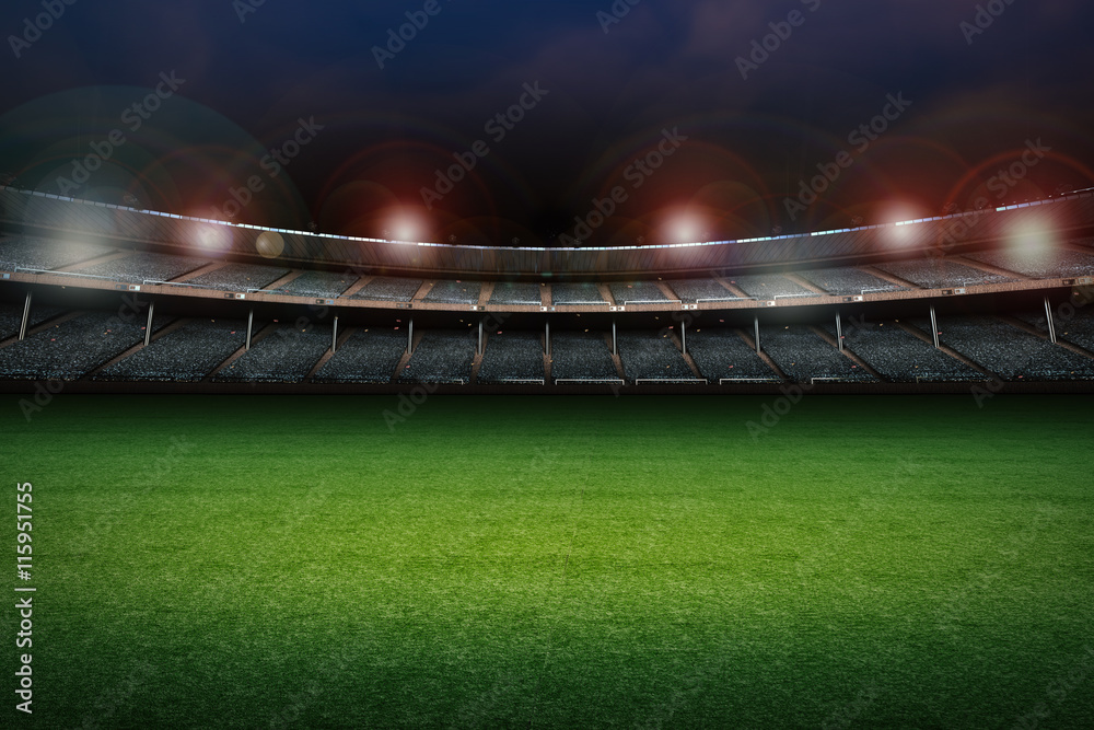Fototapeta premium pusty stadion z boiskiem do piłki nożnej