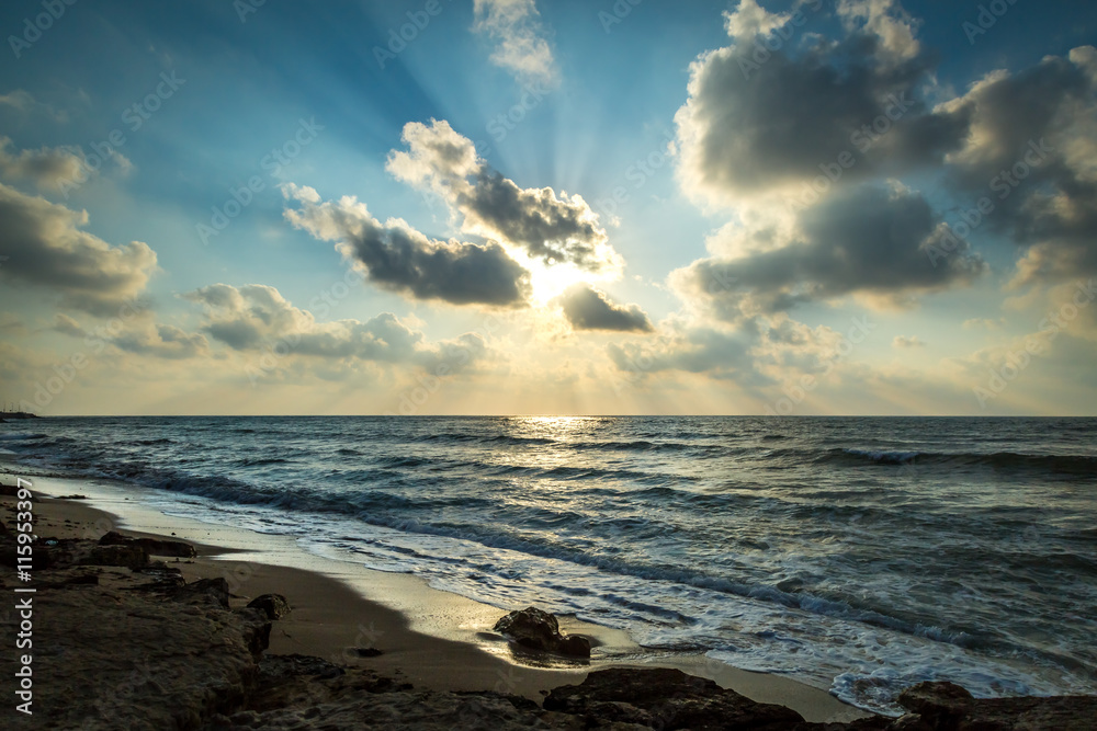 Naklejka premium Haifa Israel sunset