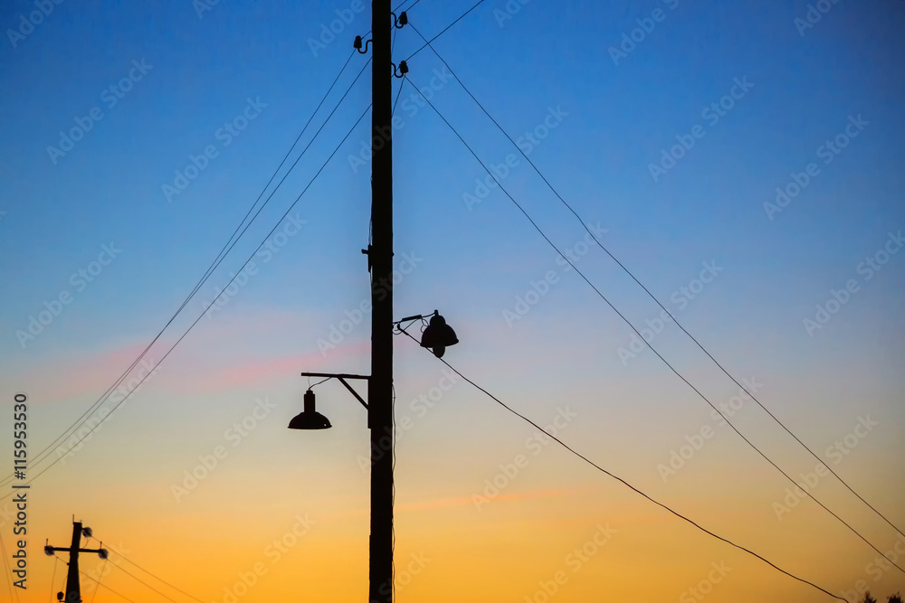 sunrise, power poles sunrise, power poles