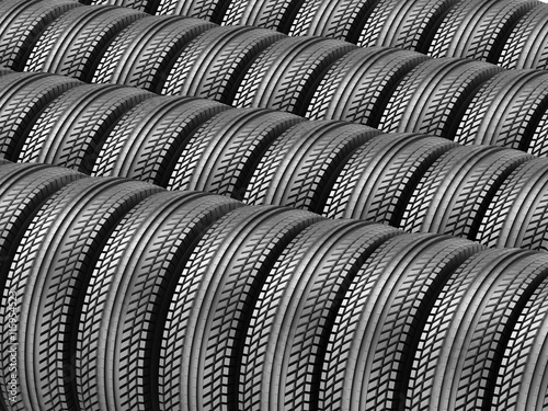 3d rendering of car rubber tire black