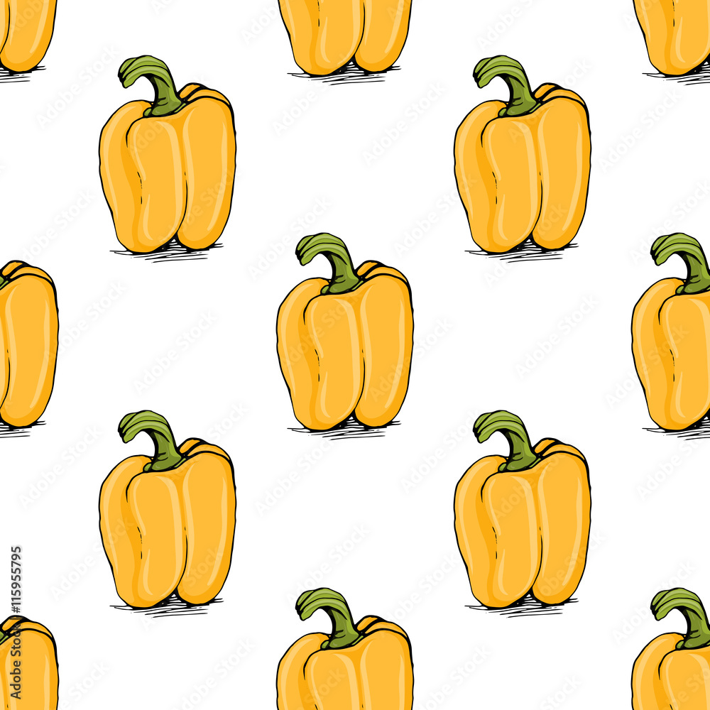 Appetizing yellow bell pepper vector seamless pattern Appetizing yellow bell pepper vector seamless pattern