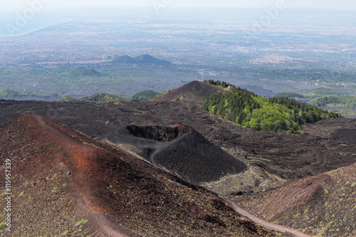 Aerial view from Mount Etna at Sicily island