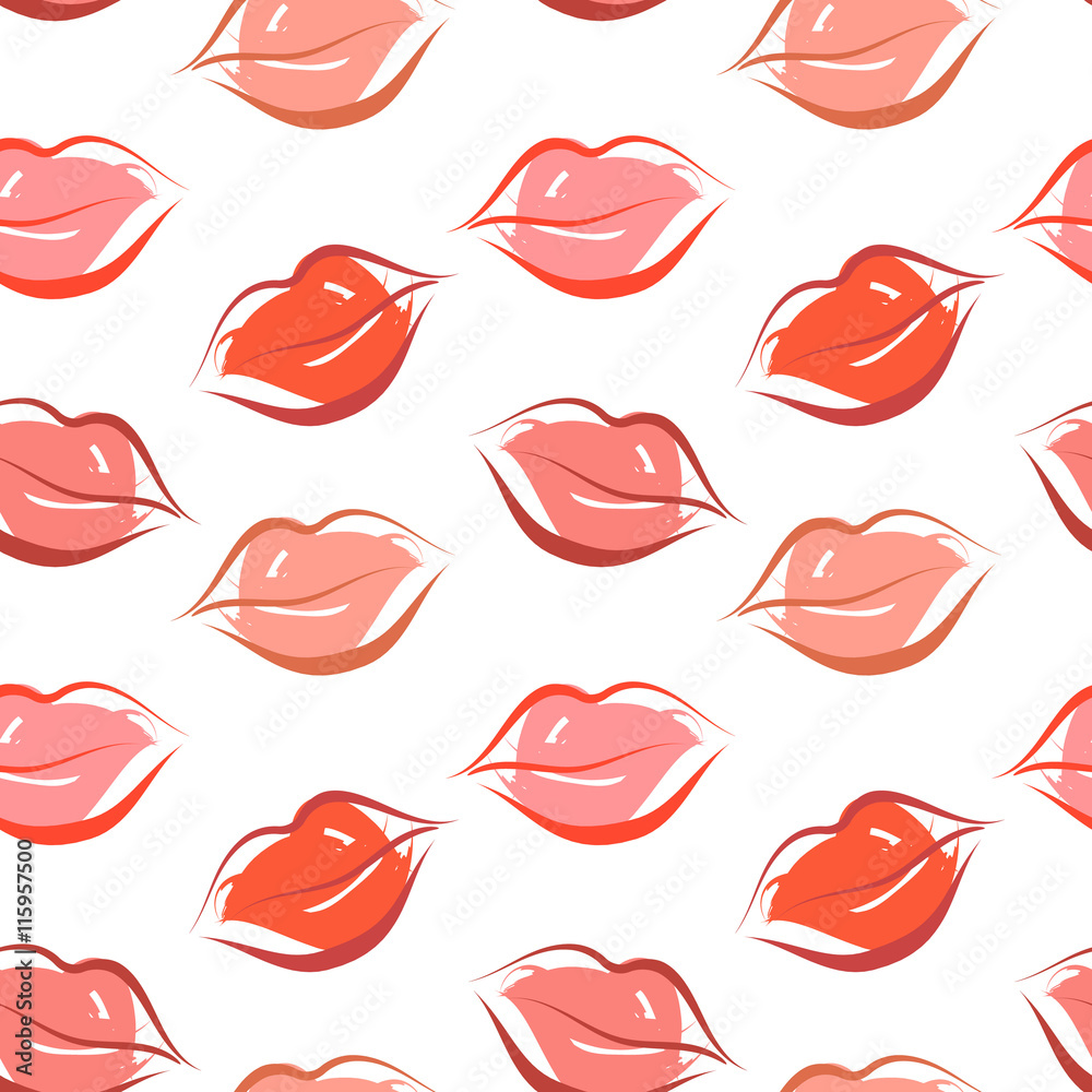 Naklejka premium painted lips pattern seamless