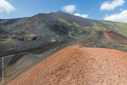 Colorful slopes of Mount Etna at Italian Island Sicily