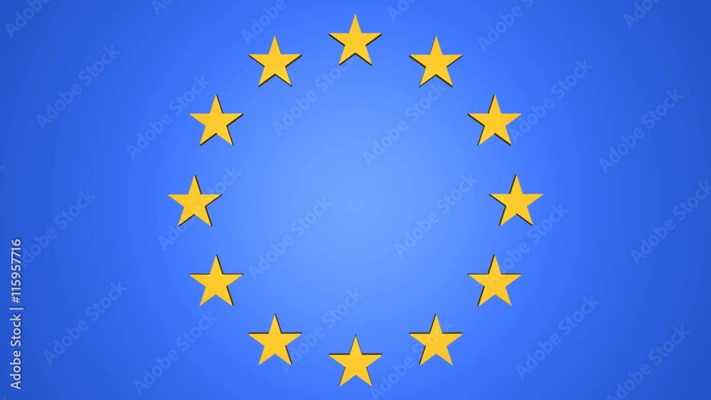 3D animation representing the end of the EU with the star flag exploding 3D animation representing the end of the EU with the star flag exploding